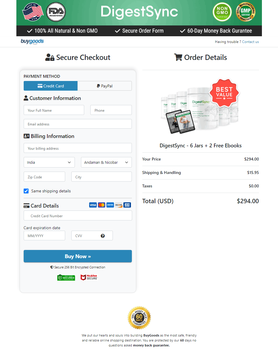 DigestSync Secure Order Form